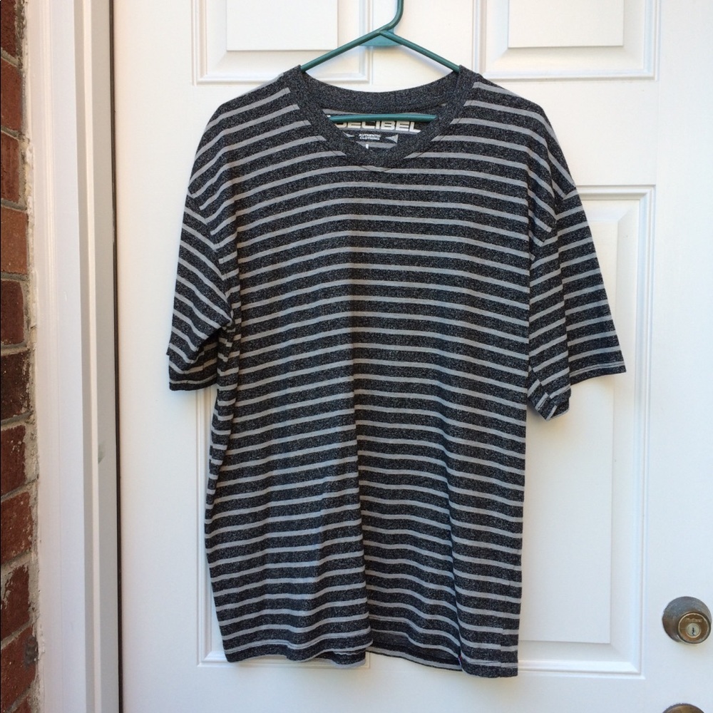 Decibal Grey & Black Striped Tee